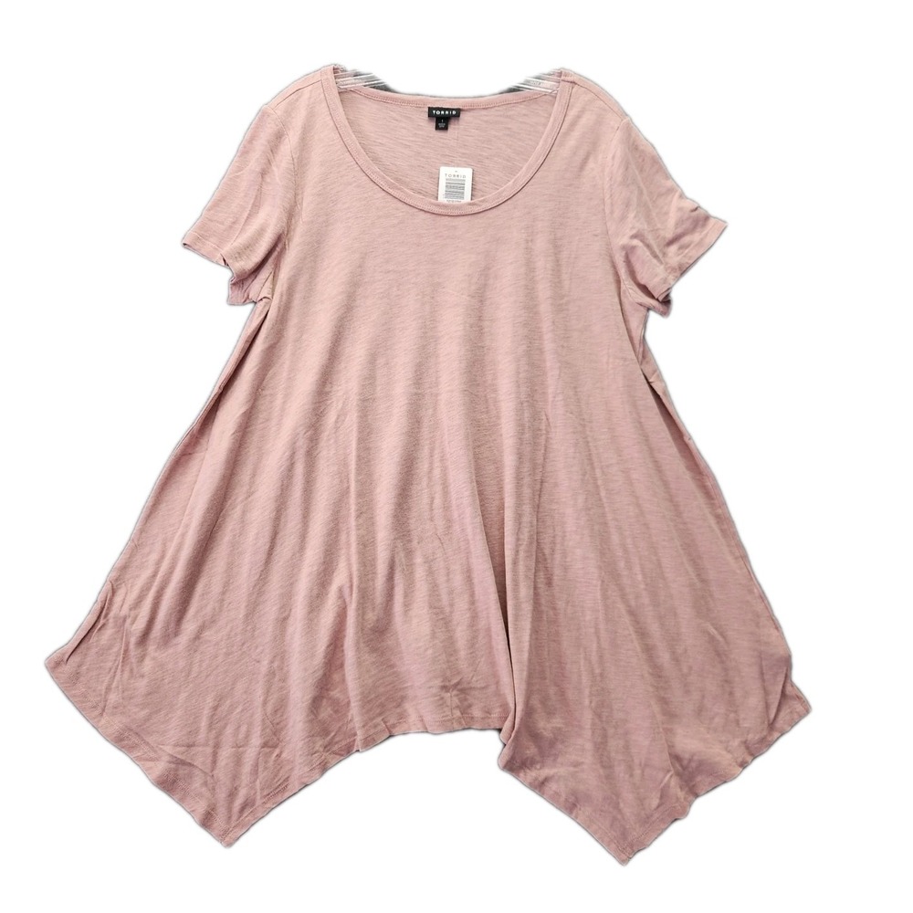 Torrid Top 1X Dusty Pink Lightweight Flowy Boho Handkerchief Tunic Tee Shirt NWT